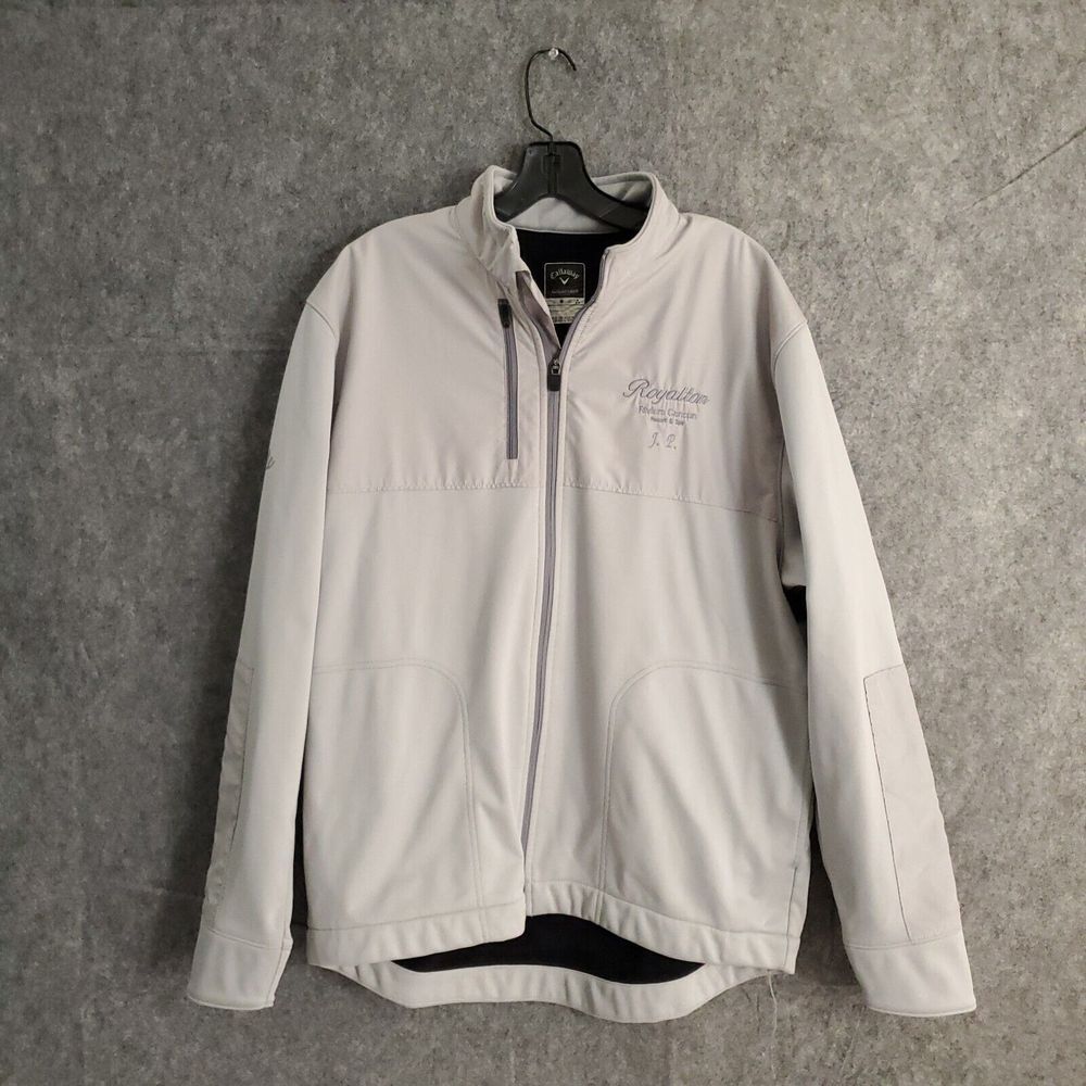 Callaway Jacket Mens Large Gray Zip Up Weather Series Softshell Polyester Golfer